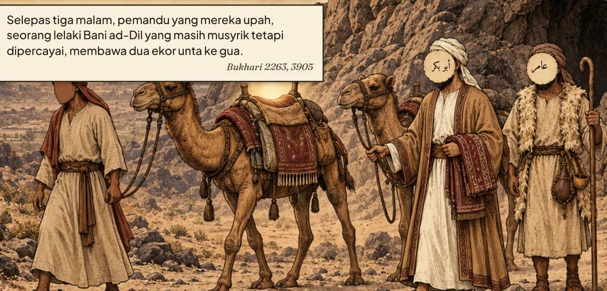 Panel Vol 8: pemandu membawa dua ekor unta ke Gua Thaur